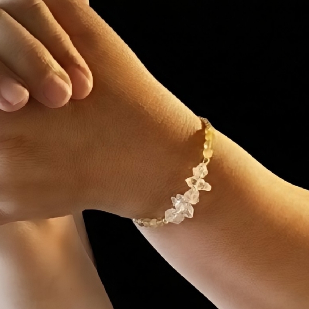 Earth Luxe: Natural Citrine & Double Terminated Herkimer Diamonds Bracelet - Picture 8 of 9